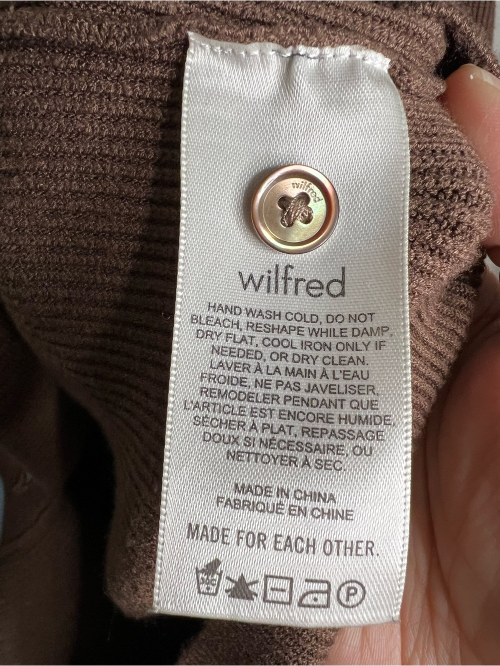 Wilfred Aritzia Cove Chocolate Brown Ribbed Bodycon Sweater Dress - Picture 6 of 10